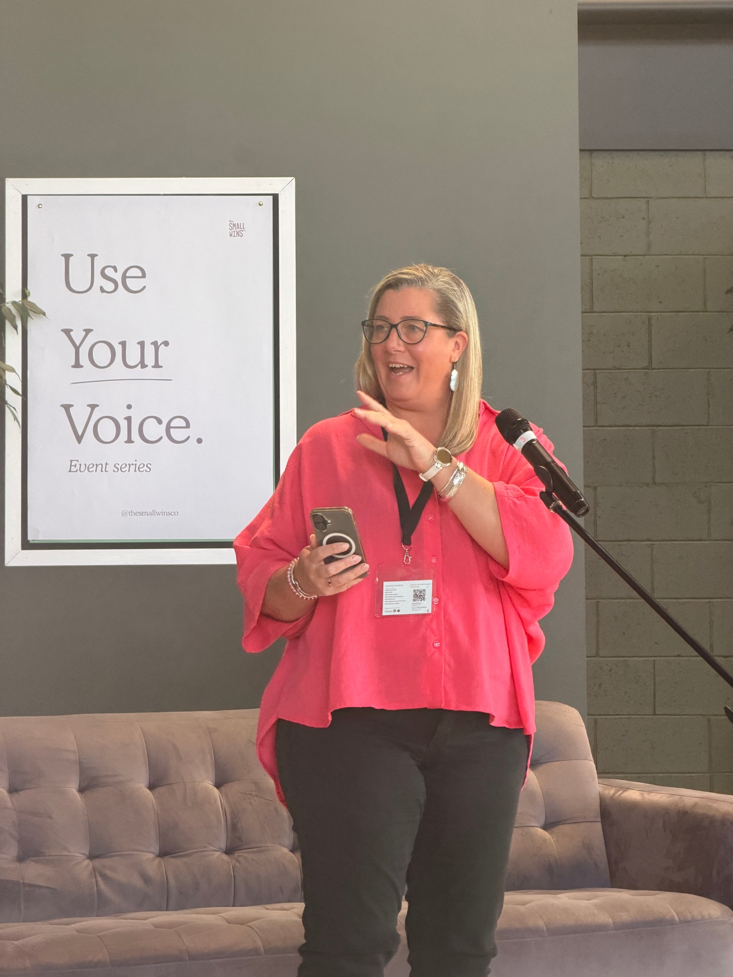 Kate MacGregor speaking at the Use Your Voice event in Christchurch
